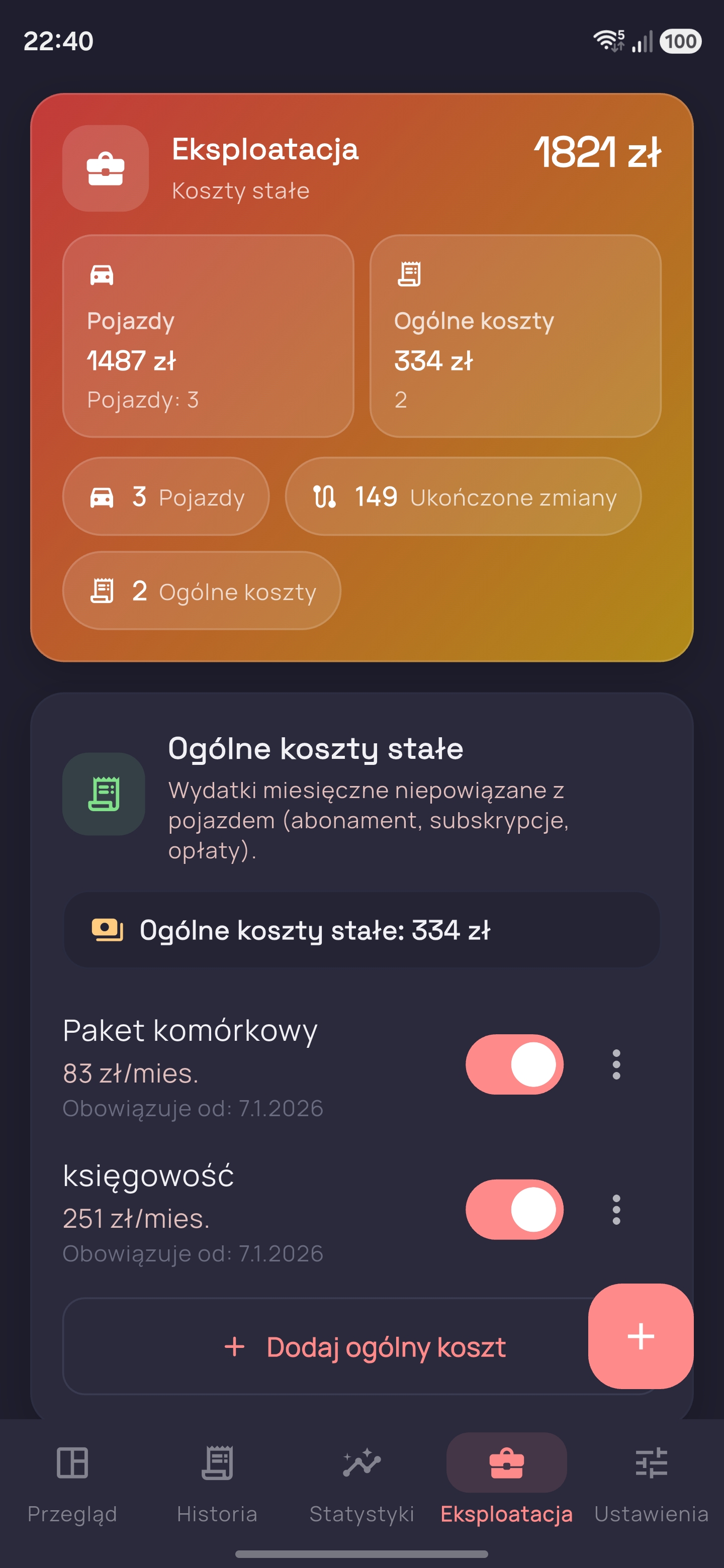 Trackerio koszty eksploatacyjne koszty stałe kuriera