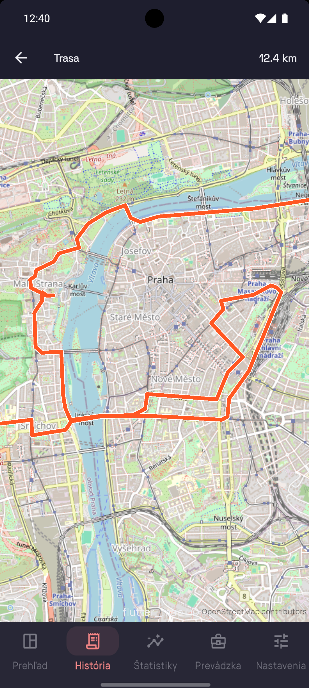 Trackerio GPS mapa trasy kuriéra – prehratie jazdy